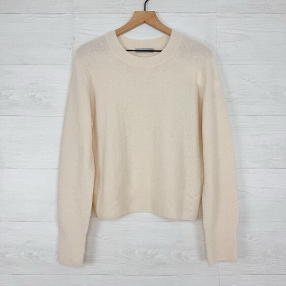 NWT Vince Womens L Wool Blend Sweater Ivory Crew Neck Textured Knit Lightweight - Picture 16 of 16